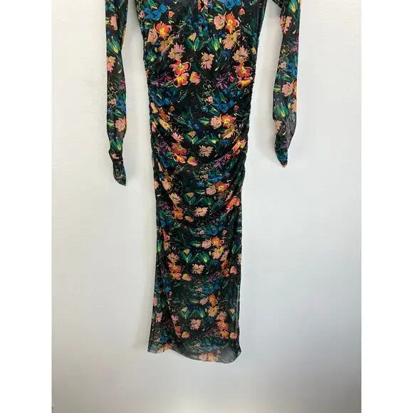 NWT Ted Baker Mesh Shirt Dress Black Floral Size 1 Equivalent Size 2-4 - Picture 5 of 10